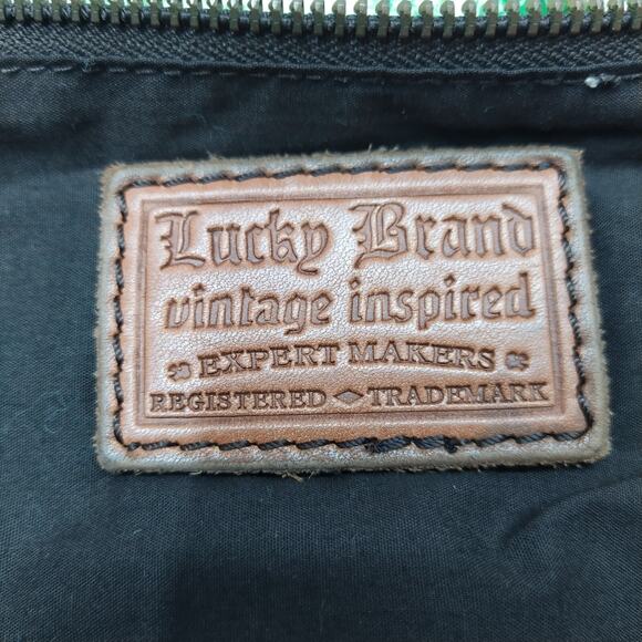 Lucky Brand Brown Leather Front Pockets Zipper Closure Shoulder Bag - Picture 11 of 13